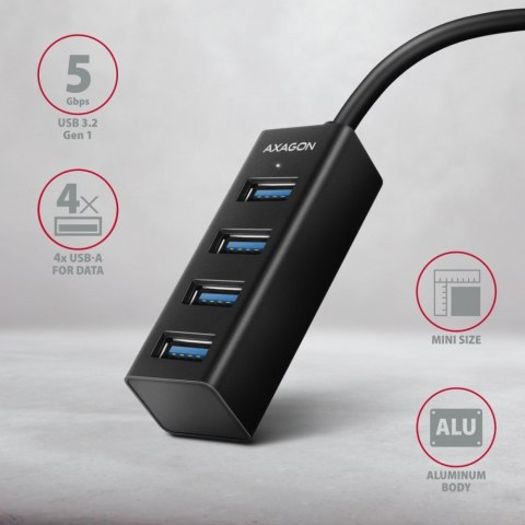 HUE-M1C Hub 4-portowy Mini metalowy USB 3.2 Gen 1, 20cm USB-C kabel HUE-M1C Hub 4-portowy Mini metalowy USB 3.2 Gen 1, 20cm USB-C kabel