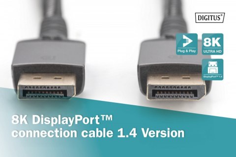 Kabel połączeniowy PREMIUM DisplayPort 8K60Hz UHD DP/DP M/M 3m Czarny Kabel połączeniowy PREMIUM DisplayPort 8K60Hz UHD DP/DP M/M 3m Czarny