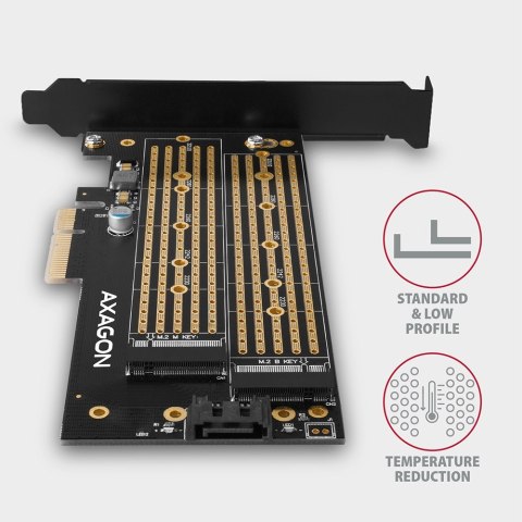 PCEM2-D Adapter wewnętrzny PCIe x4, 1x M.2 NVMe M-key + 1x SATA B-key slot, SP & LP PCEM2-D Adapter wewnętrzny PCIe x4, 1x M.2 NVMe M-key + 1x SATA B-key slot, SP & LP