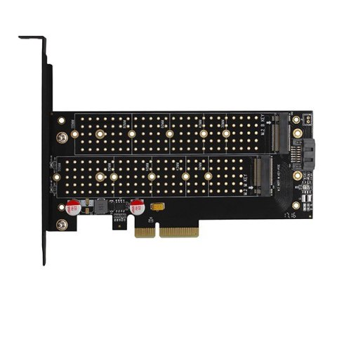 PCEM2-DC Adapter wewnętrzny PCIe x4, 1x M.2 NVMe M-key + 1x SATA B-key slot, chłodnica, SP & LP + radiator PCEM2-DC Adapter wewnętrzny PCIe x4, 1x M.2 NVMe M-key + 1x SATA B-key slot, chłodnica, SP & LP + radiator