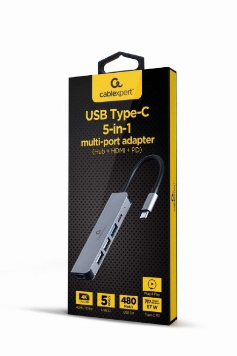 Adapter wieloportowy USB-C 5w1, PD, HDMI, USB 3.1, USB 2.0x2 Adapter wieloportowy USB-C 5w1, PD, HDMI, USB 3.1, USB 2.0x2