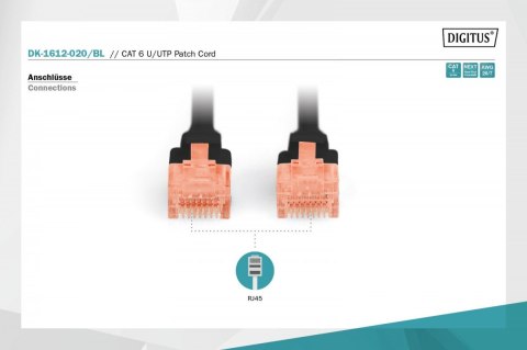 Patch cord U/UTP kat.6 PVC 2m czarny Patch cord U/UTP kat.6 PVC 2m czarny