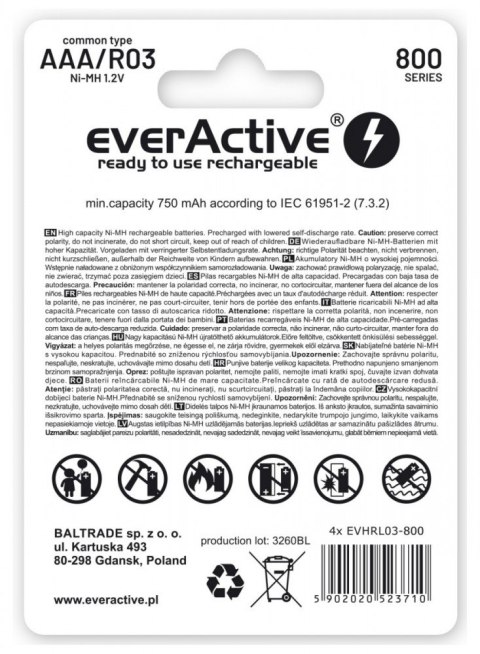 Akumulatory R03/AAA 800 mAH blister 2 szt. technologia Ready To Use Akumulatory R03/AAA 800 mAH blister 2 szt. technologia Ready To Use