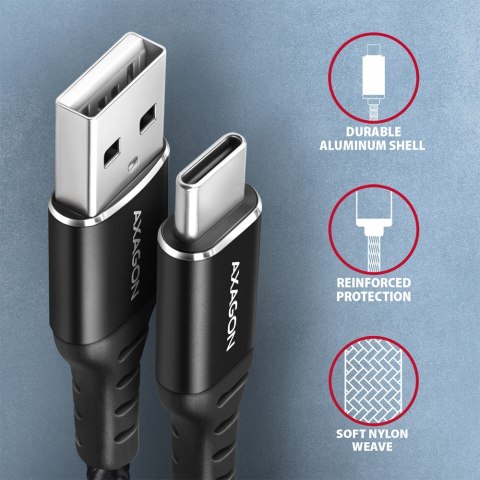 BUCM-AM10AB Kabel USB-C - USB-A, 1.0m USB 2.0, 3A, ALU, oplot Czarny BUCM-AM10AB Kabel USB-C - USB-A, 1.0m USB 2.0, 3A, ALU, oplot Czarny