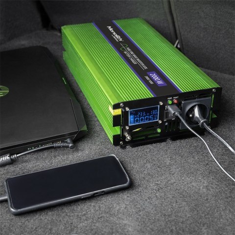 Przetwornica napięcia Monolith | ładowanie baterii | UPS | 1000W | 2000W | 12V na 230V | Czysty Sinus | LCD Przetwornica napięcia Monolith | ładowanie baterii | UPS | 1000W | 2000W | 12V na 230V | Czysty Sinus | LCD