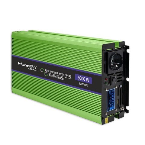 Przetwornica napięcia Monolith | ładowanie baterii | UPS | 1000W | 2000W | 12V na 230V | Czysty Sinus | LCD Przetwornica napięcia Monolith | ładowanie baterii | UPS | 1000W | 2000W | 12V na 230V | Czysty Sinus | LCD