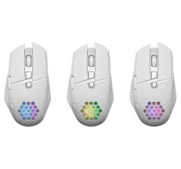 Mysz gamingowa bezprzewodowa Glory GM-514 RGB 7P 1200/2400/3200 DPI biała