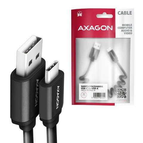 BUCM-AM20TB Kabel Twister USB-C - USB-A, 1.1m, USB2.0 3A, ALU, czarny