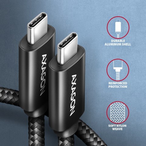 BUCM2-CM15AB Kabel USB-C - USB-C, 1.5m 5A charging, ALU, 240W PD, oplot, USB2.0, czarny