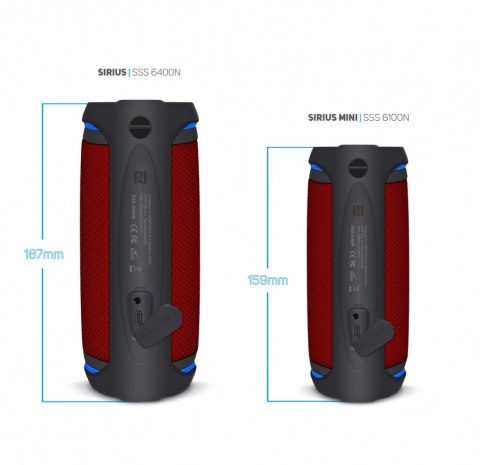 Głośnik Bluetooth SSS 6400 Sirius 30W, TWS, NFC, IPX6 Czerwony Głośnik Bluetooth SSS 6400 Sirius 30W, TWS, NFC, IPX6 Czerwony