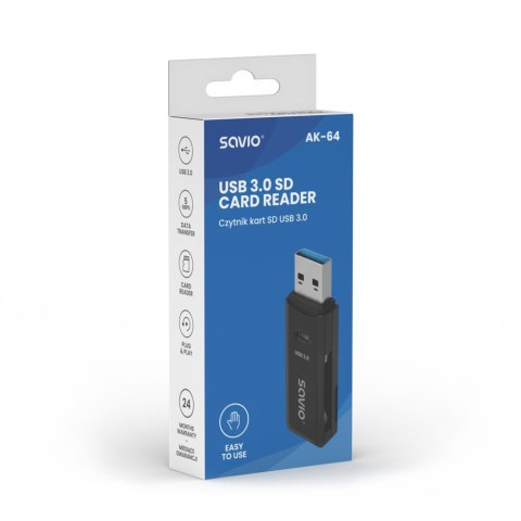 Czytnik kart SD, USB 3.0, 5 Gbps, AK-64 Czytnik kart SD, USB 3.0, 5 Gbps, AK-64