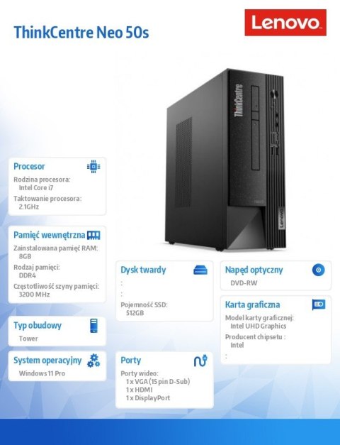 Komputer ThinkCentre Neo 50s G4 SFF 12JF001WPB W11Pro i7-13700/8GB/512GB/INT/3YRS OS Komputer ThinkCentre Neo 50s G4 SFF 12JF001WPB W11Pro i7-13700/8GB/512GB/INT/3YRS OS