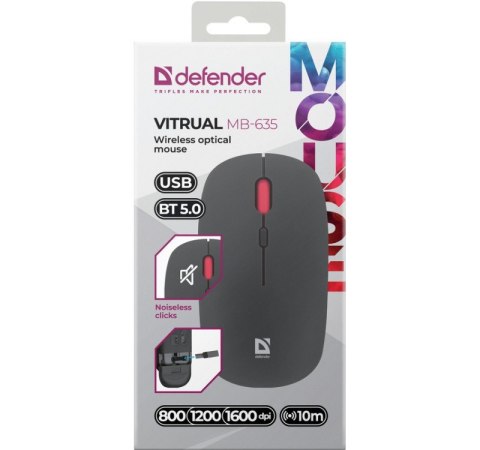 Mysz bezprzewodowa Silent Click Vitrual MB-635 RF+BT 1600DPI 4P Mysz bezprzewodowa Silent Click Vitrual MB-635 RF+BT 1600DPI 4P