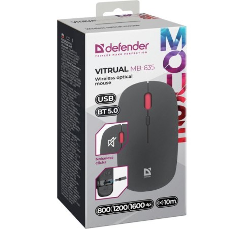 Mysz bezprzewodowa Silent Click Vitrual MB-635 RF+BT 1600DPI 4P Mysz bezprzewodowa Silent Click Vitrual MB-635 RF+BT 1600DPI 4P