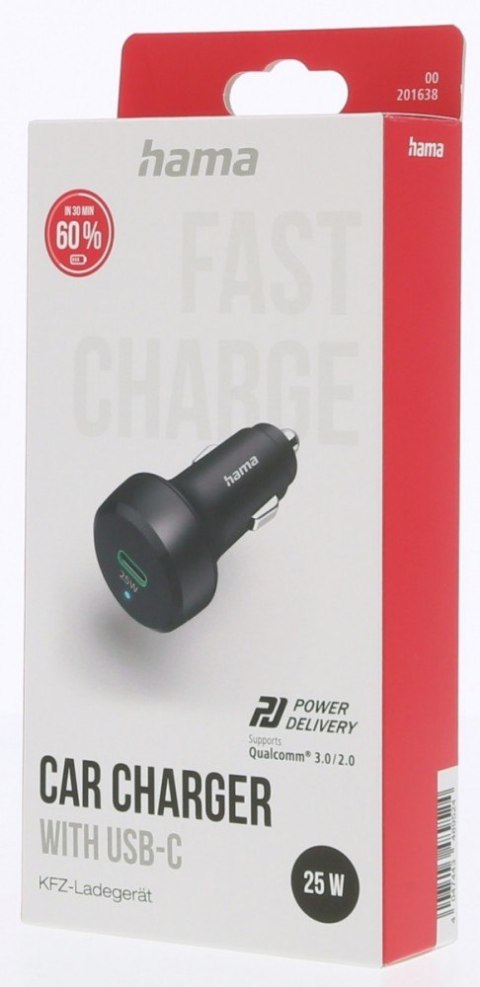 Ładowarka samochodowa USB-C QC PD 25W Czarna Ładowarka samochodowa USB-C QC PD 25W Czarna