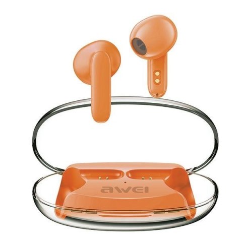 Słuchawki Bluetooth 5.3 T85 ENC TWS pomarańczowe Słuchawki Bluetooth 5.3 T85 ENC TWS pomarańczowe