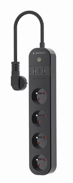 Inteligentna listwa Tuya 4xFR 2xUSB-A 1xUSB-C Czarna Inteligentna listwa Tuya 4xFR 2xUSB-A 1xUSB-C Czarna