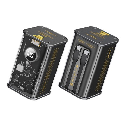 Powerbank 20000 mAh Super Fast Charging z wbudowanym kablem USB-C PD 20W & Lightning + USB-A QC3.0 22.5W Czarny Powerbank 20000 mAh Super Fast Charging z wbudowanym kablem USB-C PD 20W & Lightning + USB-A QC3.0 22.5W Czarny
