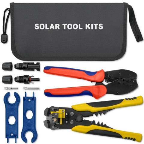 Zestaw narzędzi solarnych kompatybilnych ze złączami MC4 | Zaciskarka + Automatyczny ściągacz izolacji Zestaw narzędzi solarnych kompatybilnych ze złączami MC4 | Zaciskarka + Automatyczny ściągacz izolacji