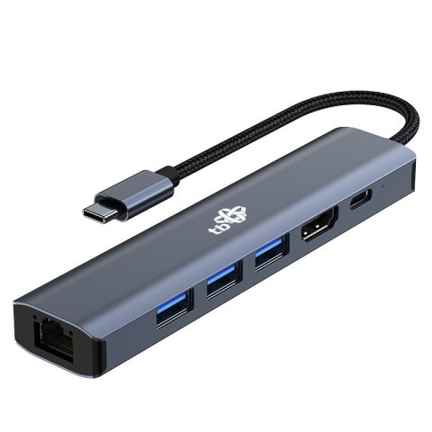 Adapter HUB USB C 6w1 - HDMI, USBx3, PD, RJ-45 Adapter HUB USB C 6w1 - HDMI, USBx3, PD, RJ-45