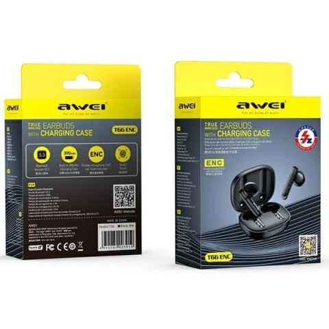 Słuchawki stereo Bluetooth T66 TWS Czarne Słuchawki stereo Bluetooth T66 TWS Czarne