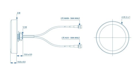 Antenna Combo Mimo Mobile Roof SMA Male IP65 PR1KCL25 Antenna Combo Mimo Mobile Roof SMA Male IP65 PR1KCL25
