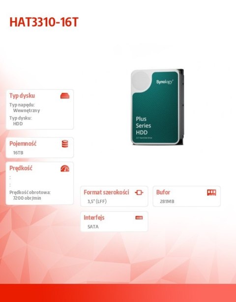 Dysk HDD HAT3310-16T 16TB SATA 3,5' 512e 7,2k Dysk HDD HAT3310-16T 16TB SATA 3,5' 512e 7,2k