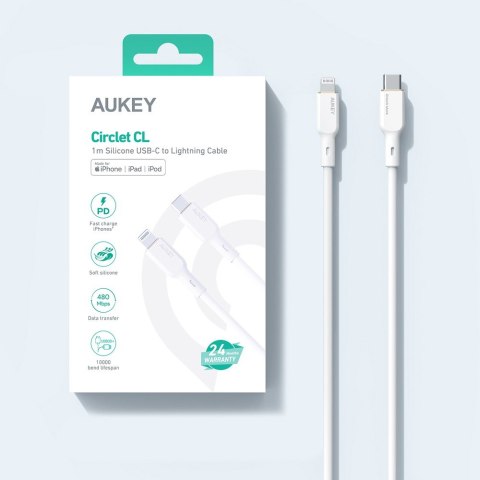 CB-SCL2 White silikonowy kabel Lightning-USB C | USB Power Delivery USB-PD | 1.8m | 27W | 3A | MFi Apple CB-SCL2 White silikonowy kabel Lightning-USB C | USB Power Delivery USB-PD | 1.8m | 27W | 3A | MFi Apple