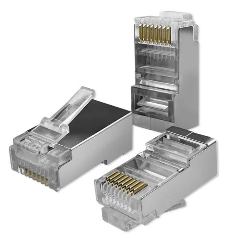 Wtyk przelotowy złącze RJ45 | CAT5e | FTP | Pass Through | Pozłacane styki | 100 sztuk Wtyk przelotowy złącze RJ45 | CAT5e | FTP | Pass Through | Pozłacane styki | 100 sztuk