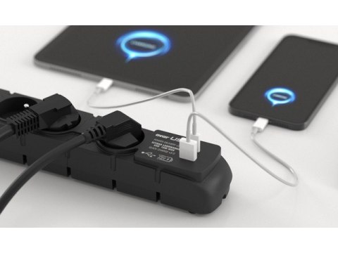 Listwa zasilająca S6 USB A+C 3M 6X 230V PD3.0 QC Czarna Listwa zasilająca S6 USB A+C 3M 6X 230V PD3.0 QC Czarna