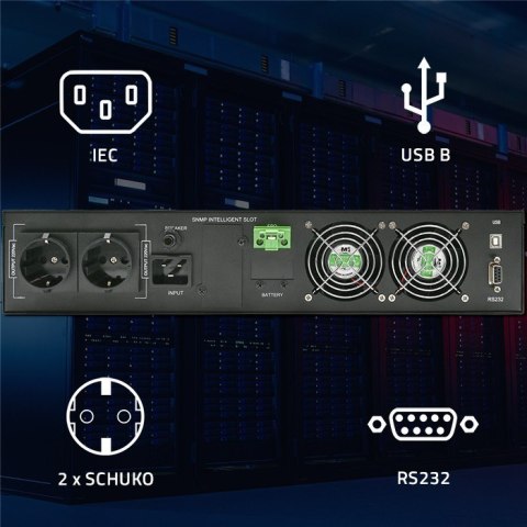 Zasilacz awaryjny UPS do RACK | 2kVA | 2000W | Power Factor 1.0| LCD | On-line