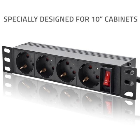 Listwa zasilająca PDU do RACK 10" | 1U | 16A | 4xSchuko | 1.8m