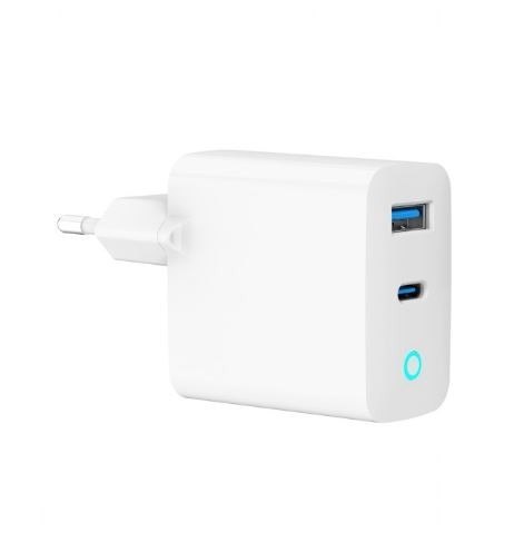 Ładowarka USB-A/C GaN LED 65W PD QC3.0 biała Ładowarka USB-A/C GaN LED 65W PD QC3.0 biała