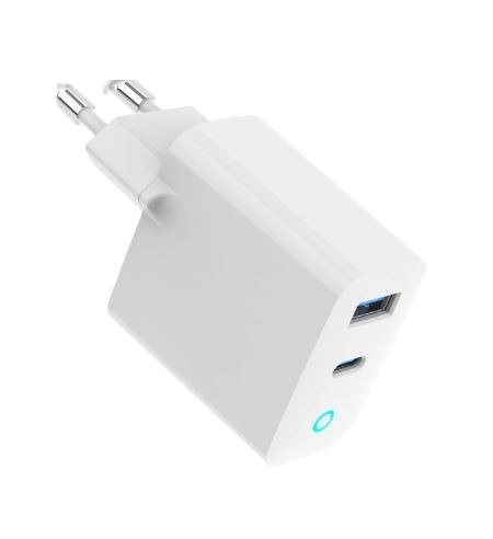 Ładowarka USB-A/C GaN LED 65W PD QC3.0 biała Ładowarka USB-A/C GaN LED 65W PD QC3.0 biała