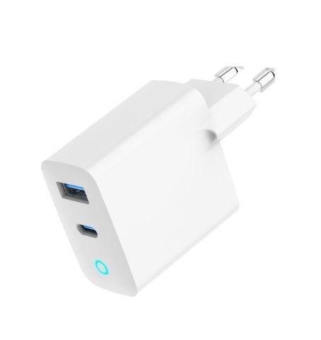 Ładowarka USB-A/C GaN LED 65W PD QC3.0 biała Ładowarka USB-A/C GaN LED 65W PD QC3.0 biała
