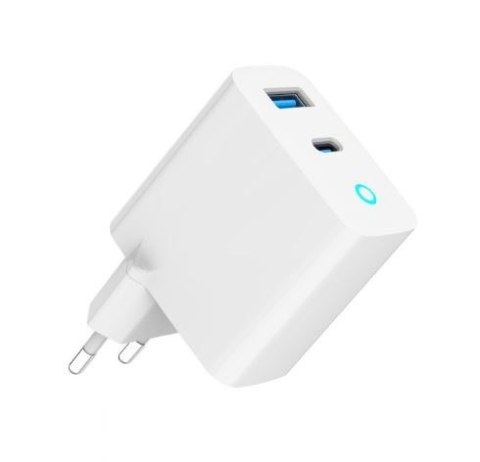 Ładowarka USB-A/C GaN LED 65W PD QC3.0 biała Ładowarka USB-A/C GaN LED 65W PD QC3.0 biała