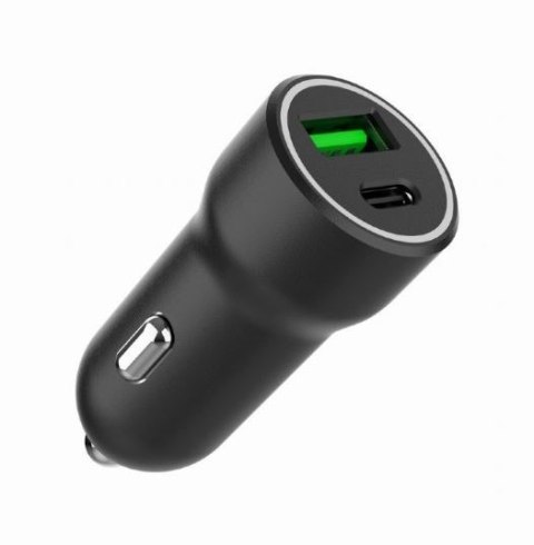 Ładowarka samochodowa USB-A/USB-C 20W PD czarna Ładowarka samochodowa USB-A/USB-C 20W PD czarna