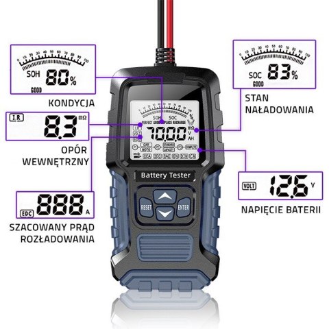 Cyfrowy tester akumulatora z wyświetlaczem LCD | 12V | 24V | 3Ah-250Ah Cyfrowy tester akumulatora z wyświetlaczem LCD | 12V | 24V | 3Ah-250Ah