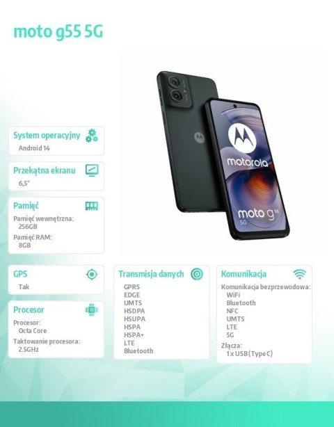 Smartfon moto g55 5G 8/256GB B2B Forest Grey