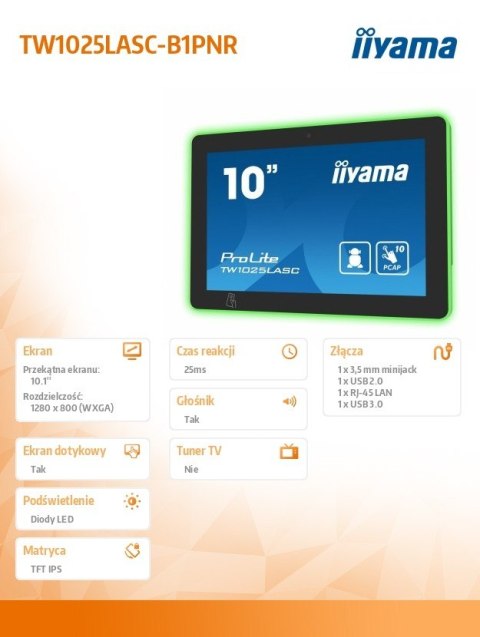 Monitor 10 cali TW1025ALASC B1PNR,10 punktów dotykowych IPS WiFi Monitor 10 cali TW1025ALASC B1PNR,10 punktów dotykowych IPS WiFi