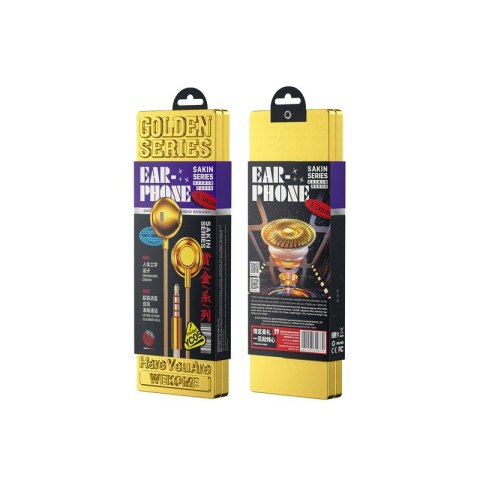 Słuchawki przewodowe Sakin Series - jack 3,5 mm Złote Słuchawki przewodowe Sakin Series - jack 3,5 mm Złote