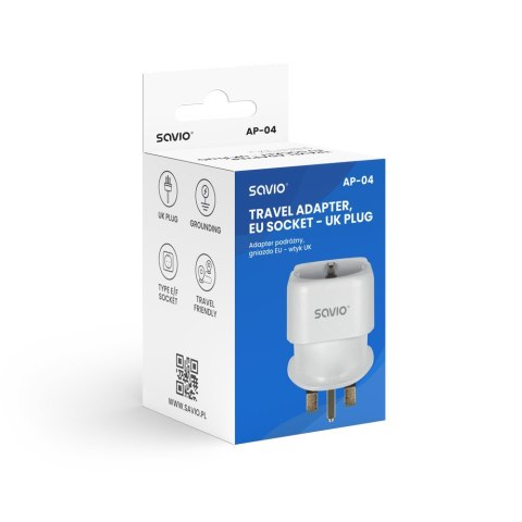 Adapter podróżny, gniazdo EU - wtyk UK AP-04 Adapter podróżny, gniazdo EU - wtyk UK AP-04