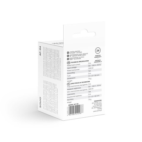Adapter podróżny, gniazdo EU - wtyk UK AP-04 Adapter podróżny, gniazdo EU - wtyk UK AP-04