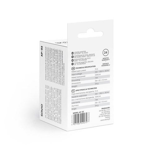 Adapter podróżny, gniazdo UK wtyk EU AP-02 Adapter podróżny, gniazdo UK wtyk EU AP-02