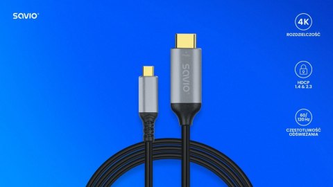 Kabel USB-C do HDMI v2.0b, 3m, miedź CL-184 Kabel USB-C do HDMI v2.0b, 3m, miedź CL-184