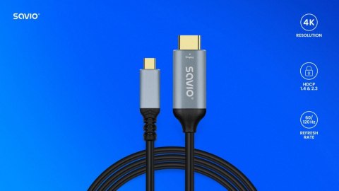 Kabel USB-C do HDMI v2.0b, 3m, miedź CL-184 Kabel USB-C do HDMI v2.0b, 3m, miedź CL-184