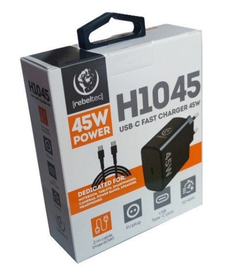 Zasilacz PD45W USB-C uniwersalny do notebooków, smartphonów, tabletów, power banków i innych urządzeń z gniazdem zasilającym USB Zasilacz PD45W USB-C uniwersalny do notebooków, smartphonów, tabletów, power banków i innych urządzeń z gniazdem zasilającym USB