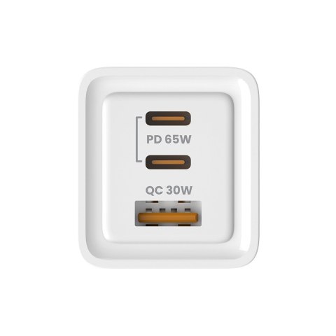 Ładowarka sieciowa 65W GaN LA-07 z kablem USB-A-USB typ C 1m, biała