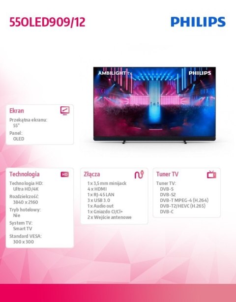 Telewizor 55 cali OLED 55OLED909/12 Telewizor 55 cali OLED 55OLED909/12