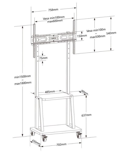 Stojak mobilny 32-70 cali 70kg z półką AV Pivot Stojak mobilny 32-70 cali 70kg z półką AV Pivot